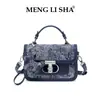 Bolso Cuadrado Pequeño Nuevo de Jacquard Estilo Chino, Nuevo Modelo Primavera y Verano, Hebilla de Cierre Superior Abatible, Bolso de Hombro Único Cruzado para Mujer, Bolso de Mano para Viajes de Negocios