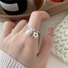 Anillo de plata de ley S925 con flor y perla para mujer, estilo coreano, diseño de nicho, elegante, dulce, abierto, de alta calidad.