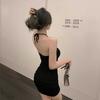2026 Vestido de Alça Estilo Desejo Puro Sexy Verão Novo Versátil Elegante para Mulheres Retro Bodycon Curto