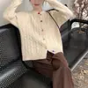 Casaco de suéter de fivela arco-íris estilo coreano doce estilo preppy estilo exterior outono e inverno solto glutinoso top cardigan malha