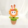 Planta em Vaso de Girassol com Orelhas de Coelho Acabada Presente para Crianças Decoração de Carro Mesa de Escritório Presente para o Dia do Professor Presente da Temporada de Formatura
