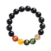 Pulseira de Obsidiana Arco-Íris Dourada Obsidiana Transferência de Ano Cinco Elementos Deus da Riqueza das Cinco Direções Pulseira para Homens e Mulheres Casais