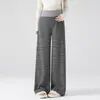 Pantalones de Maternidad Otoño Invierno 2026 Nuevos Pantalones de Pierna Ancha Rayados de Cintura Alta con Soporte Abdominal Pantalones Largos Sueltos Caídos Cubren Imperfecciones Adelgazantes Ropa Exterior