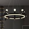 Lustre Nórdico para Restaurante Lâmpada de Faixa de Personalidade Criativa Minimalista Sala de Jantar Lâmpada de Estudo Personalidade Quarto Lâmpada de Anel Criativa
