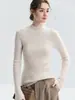 Kangsai Ni Otoño/Invierno 100% Cachemira Tejido sin Costuras Integrado Suéter de Capa Base para Mujer Otoño/Invierno Cuello Medio Alto Canalé