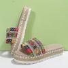 Estilo Étnico Europeo y Americano Exportación Talla Grande para Mujer Suela Gruesa Boca de Pez Cuerda de Cáñamo Color Caramelo Pantuflas 2023 Nuevo Fabricante Venta al por Mayor