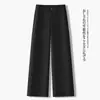 Pantalones de traje grises hechos a medida para mujer, nuevos pantalones de pierna ancha de moda primavera/otoño 2026, pantalones rectos cropped para mujeres petite