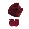 Conjunto de Gorro y Manoplas para Bebé Niña Recién Nacida Gorro de Hospital Gorro con Lazo Guantes de Bebé 0-6 Meses Gorro