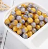 Cuentas Redondas de Resina Manchadas de Caramelo de Dos Colores Cuentas Sueltas Agujero Recto Material Hecho a Mano para DIY Cuentas Pulsera de Cuentas Accesorios de Joyería