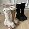 Botas Longas para Mulheres, Estilo Outono e Inverno, Sola Grossa, Camurça Dupla, Roupa Wasteland, Não Mais Que 2025, Botas de Cavaleiro, Novo Estilo