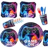 Transfronterizo Nuevo Tema de Juego GAME ON Artículos para Fiesta Vajilla de Cumpleaños Decoración Arreglo Bandera Mantel de Mesa