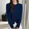 Cardigan de lã estilo coreano outono e inverno doce antienvelhecimento botão de amor gola redonda feminino nova chegada suéter all-match jaqueta de cashmere all-match