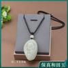 Colgante de Jade Hetian Natural Cordón Jade Jade Pixiu Halter Colgante Cuerda Cristal Oro Incrustado Collar de Jade con Cuerda