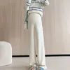 Pantalones de maternidad para primavera y otoño, pantalones finos tipo toalla de cachemira sintética, pierna ancha, hasta el suelo, corte recto, talla grande