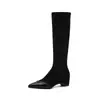 Botines ajustados de ante con tacón de cuña de 5 cm, punta fina, botas altas de retazos para mujer, nuevo estilo otoño e invierno, botas elásticas tipo calcetín para pantorrilla