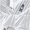 8869 Camisa Casual Listrada Japonesa de Manga Curta Estilo Hong Kong Bordado Casual Fresco Arte Camisa Coringa