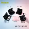 Estojo quadrado preto de plástico para sombra, estojo vazio para pó de blush, fornecimento de material de embalagem cosmética