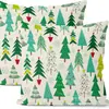 Funda de Almohada Navideña Nueva Coche Pino Copo de Nieve Bola de Navidad Estampado de Lino Decoración de Habitación Cojín de Sofá