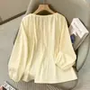 Ropa para Mujer Tallas Grandes, Nuevo Estilo Primavera y Otoño, Camisa Casual Francesa de Manga Abullonada para Mujeres con Curvas, Corte Holgado, Cubre Barriga, Top Versátil