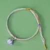 Pulsera Trenzada Multicolor Estilo Nacional con Colgante de Aleación Esmaltada, Ajustable, Accesorio de Mano Estilo Nacional de Paz y Buena Suerte