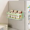 Estante de Almacenamiento Magnético para Refrigerador de Cocina con Portaespecias, Portarrollos de Papel de Cocina y Film Transparente, Gancho Doméstico sin Taladro