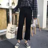 Jeans Street Estilo Americano Feminino Retro Emagrecedor Flare Calças Rasgadas Soltas Plus Size Cintura Alta Reta Perna Larga