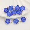Colgante de Flor de Vidrio con Agujero Recto, Adorno de Flor de Cinco Pétalos, Cuentas Sueltas para Pulsera y Collar DIY, Materiales para Aretes con Borla Estilo Antiguo