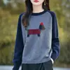 Suéter de Punto Jacquard Bordado Color-Block Estilo Francés para Mujer, Nuevo Modelo 2026, Corte Holgado, Adelgazante, Suéter Base Cálido, Top Versátil