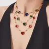 Set de Pendientes, Collar y Pulsera con Piedras de Cristal en Forma de Corazón, Estilo Nuevo Europeo y Americano, con Cadena de Acero Inoxidable Chapada en Oro de 18 Quilates
