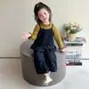 Conjunto de três peças com poá estilo coreano para meninas, nova moda primavera e outono 2026, conjunto estiloso com calça pantalona para meninas pequenas