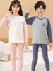 Ropa y Pantalones de Algodón Puro de Otoño para Niños, Pijamas Infantiles, Conjunto de Ropa Interior Térmica para Niños Pequeños y Medianos, Camiseta de Algodón Base para Bebés Niñas