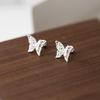Nalan Pie Plata 999 Fresco y Dulce Estilo Ins Diseño Nicho Doble Capa Hueco Hilo de Mariposa Aretes M06536