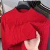 Venta al por mayor transfronteriza de suéteres para hombre: cuello redondo, engrosado para abrigar, casual, tejido jacquard de alta gama para otoño e invierno