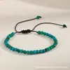 Pulseira de Contas de Ágata Natural 4mm Explosão Europeia e Americana Transfronteiriça Cura de Energia Pedra Verde Tecelagem de Yoga Ajustável Mão