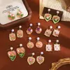 Pendientes Estilo Bosque Chica Dulce Jardín Monet Francés Pendientes Vintage Gota de Aceite Flor Tridimensional Corazón para Mujer