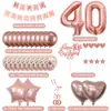 Conjunto de Balões Dourado Rosé para Aniversário 11 12 13 Balões Metalizados de Coração Estrela Decorações para Festa de Menina