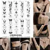 Pegatina de Tatuaje de Calavera Alada Mariposa Estilo Nuevo Gótico Transfronterizo, Pegatina Sexy de Flor Estilo Ins Realista para Brazo para Mujeres