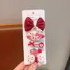 Horquilla Roja Infantil para Festival de Primavera, Pin de Tela Roja con Puntos Blancos Lindo para Niña con Lazo, Horquilla con Ambiente de Año Nuevo