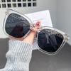 Primavera y Verano 2024 Nuevos Lentes de Sol Transparentes para Té para Mujer Rostro Grande Rostro Pequeño Negro Moderno Cadena Lentes de Sol para Hombre Modernos
