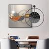 Pintura decorativa para comedor, moderna y atmosférica, con reloj silencioso, pintura para colgar en la pared del fondo del comedor, pintura moderna y minimalista con reloj para sala de estar.
