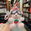 LLavero de peluche con forma de oso y gafas de sol rojas de Internet, bonito colgante para bolso escolar, joyería pequeña, llavero para coche, regalo al por mayor