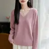 Tejido de Punto para Capa Base de Cuello en V Sin Costuras Transfronterizo Suéter Jersey para Mujer 2026 Estilo Nuevo Simple Holgado Capa Interior Tejido Cálido