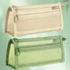 Estuche de malla con alto valor estético, diseño transparente y simple, gran capacidad, sin logo, linda bolsa de papelería para exámenes de estudiante