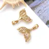 DIY Vida Marina Dorada Chapado en Cobre Oro Real de 18K Fuerte Retención de Color Broche de Girasol Colgante de Circonita Dijes Accesorios de Joyería