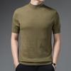 Suéter de lana de manga corta para hombre verano camiseta de lana entera moda casual tejido camisa de media manga joven y mediana edad camiseta básica