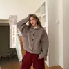 Cárdigan de punto con botones de cuerno de buey para hombre y mujer, ropa de otoño e invierno, de alta gama, casual, corto, exterior ancho, atuendo de pareja