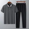 Comercio Exterior Casual Camiseta de Seda de Hielo Estilo Papá para Hombre Nueva Camisa Polo Versátil Transfronteriza de Manga Corta Conjunto Deportivo de Verano