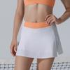 Saia-Calça de Tênis Esportiva Verde em Estoque, Estilo Europeu e Americano Cor Sólida Saia-Calça de Tênis para Corrida Fitness com Fenda, Bainha de Saia de Secagem Rápida