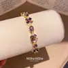Galáxia Névoa Roxa~Pulseira com Pingente de Flor de Zircônia Gota d'Água Estilo Minimalista Coreano Ins Pulseira Joia de Luxo Leve de Alta Qualidade