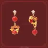 Pendientes Estilo Chino Rojo Año del Caballo Tendencia Nacional Carácter de Fortuna para Mujer, Lindos y Festivos Versátiles Pendientes de Año Nuevo